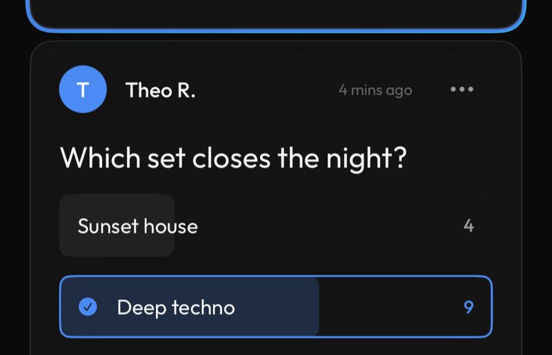A live poll in the feed