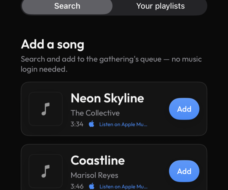 Searching for a song to add