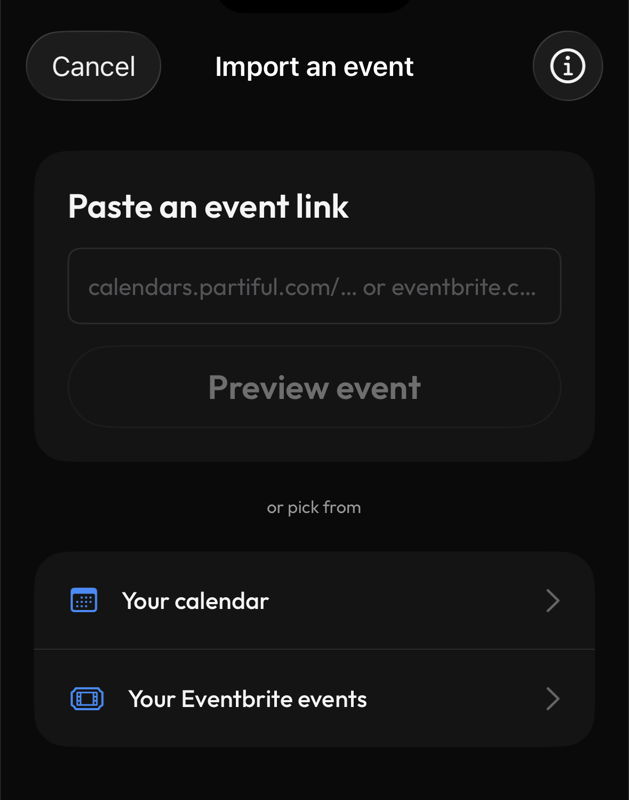Importing an event from another platform