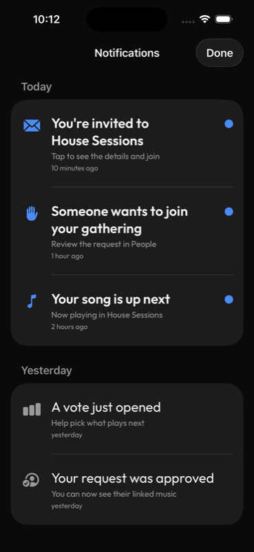 Notifications inbox